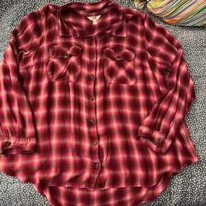 Terra & Sky Pink Plaid Flannel Shirt